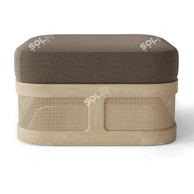 Trieste Teak Ottoman with Cushion 3D model image 2