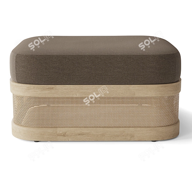 Trieste Teak Ottoman with Cushion 3D model image 3