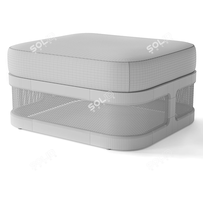 Trieste Teak Ottoman with Cushion 3D model image 4