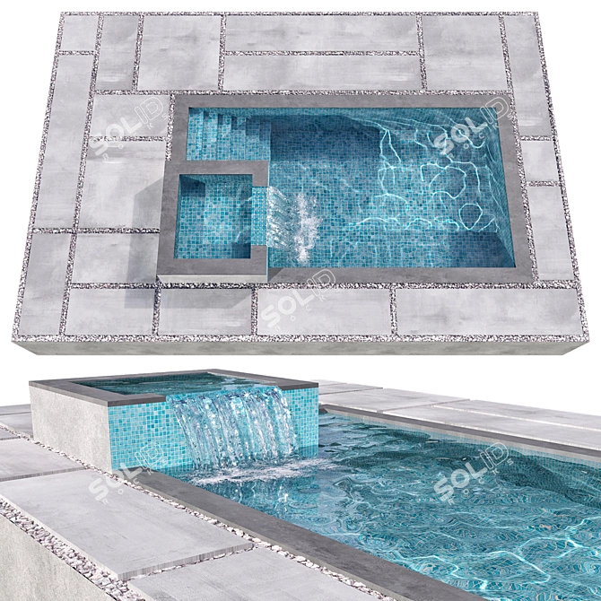 Caustics-Enhanced Swimming Pool Model 3D model image 1