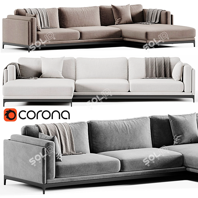 Modern Time Corner Sofa Design 3D model image 2