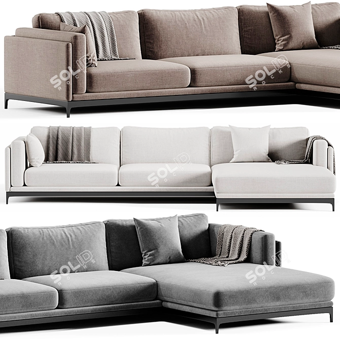 Modern Time Corner Sofa Design 3D model image 3