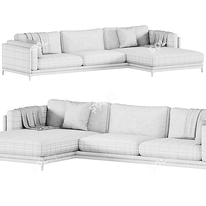 Modern Time Corner Sofa Design 3D model image 4