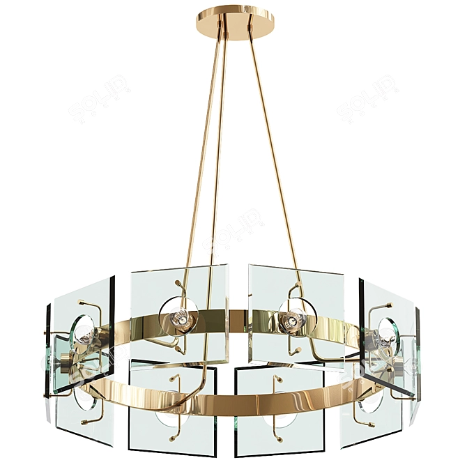 Elegant Glass Chandelier Lighting Fixture 3D model image 1