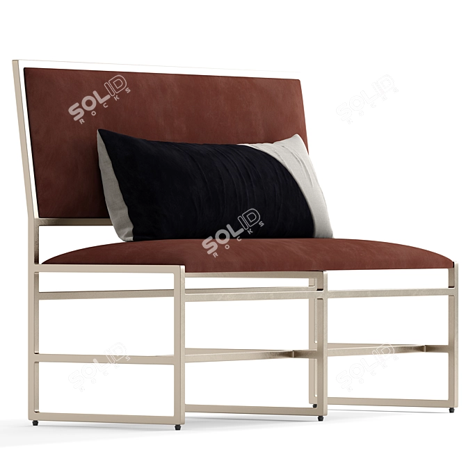 Plush Velvet Upholstered Bench 3D model image 4