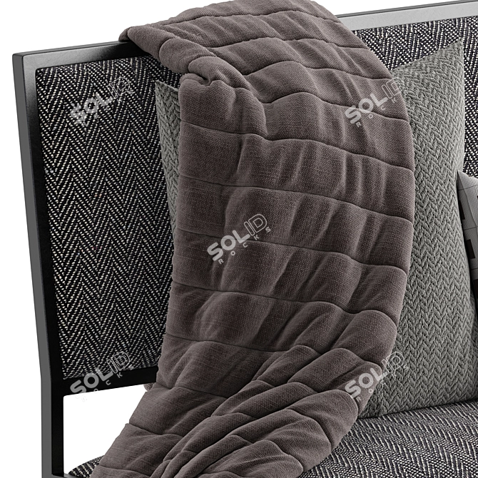 Plush Velvet Upholstered Bench 3D model image 5