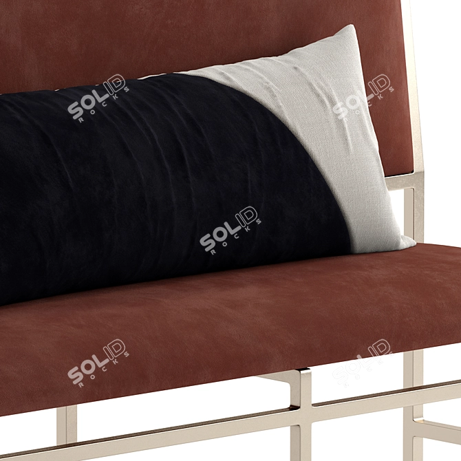 Plush Velvet Upholstered Bench 3D model image 6