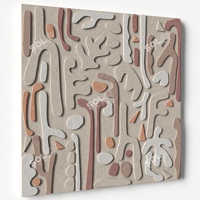 Stonework Relief Wall Art Piece 3D model image 2