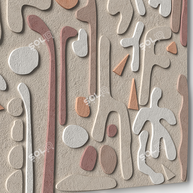 Stonework Relief Wall Art Piece 3D model image 6