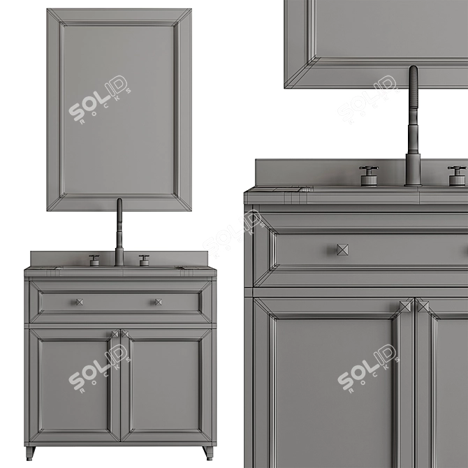  Black Classic Bathroom Set 56 3D model image 5