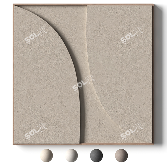 Stone Relief Wall Art Panel, 100x100cm 3D model image 1