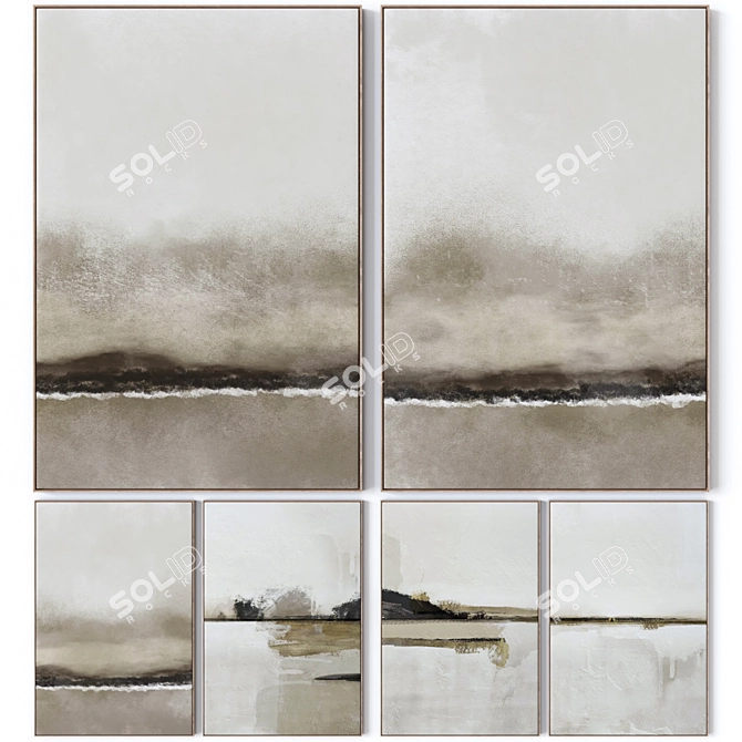 Six Large Wall Art Set 3D model image 1