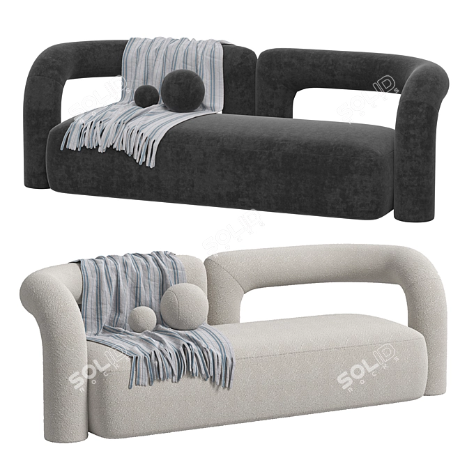 Sleek Luna Sofa 3D Model 3D model image 2