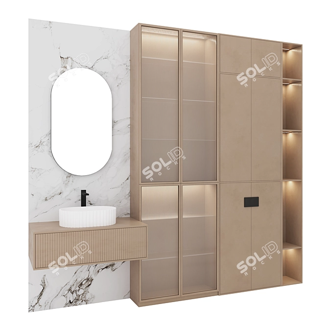 Bathroom Vanity Set with Mirror 3D model image 1