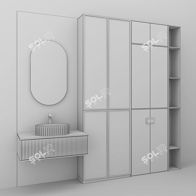 Bathroom Vanity Set with Mirror 3D model image 2