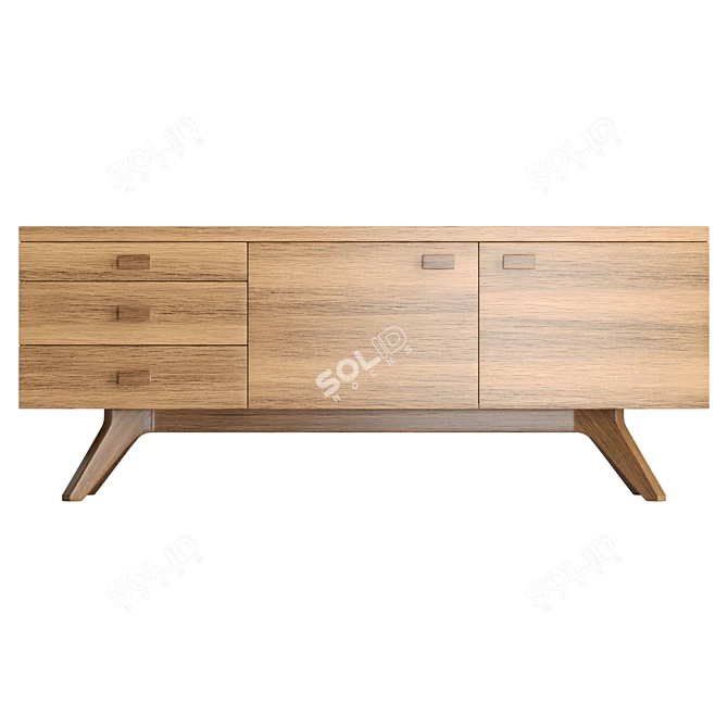  Modern Wood Veneer Sideboard Dimensions 3D model image 2