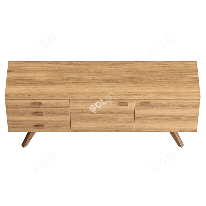  Modern Wood Veneer Sideboard Dimensions 3D model image 3