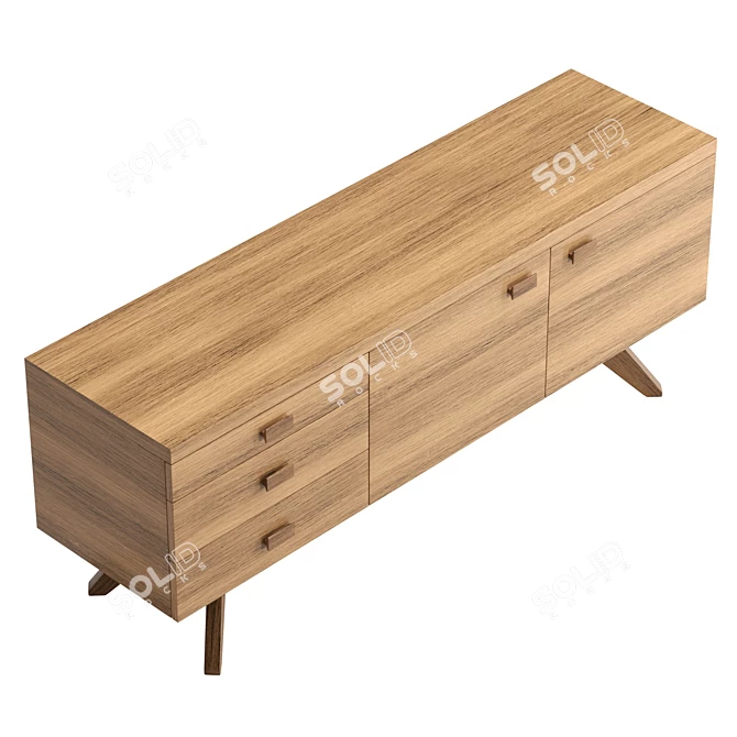  Modern Wood Veneer Sideboard Dimensions 3D model image 5