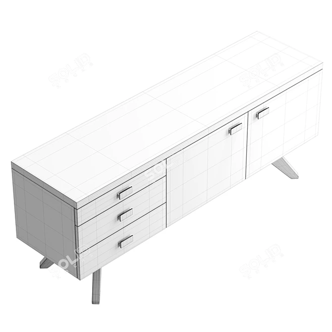  Modern Wood Veneer Sideboard Dimensions 3D model image 6