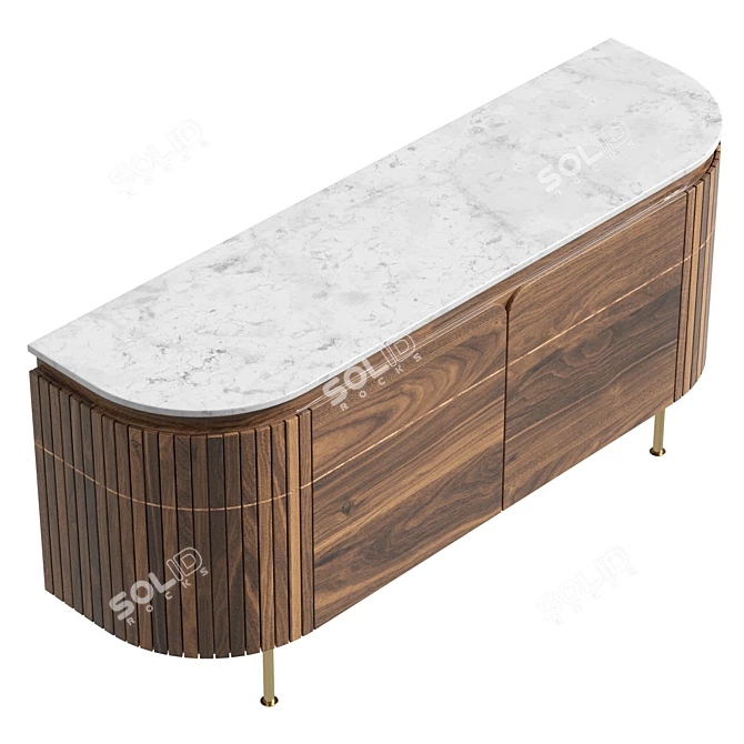 Grace Solid Wood Sideboard UV-Mapped 3D model image 5