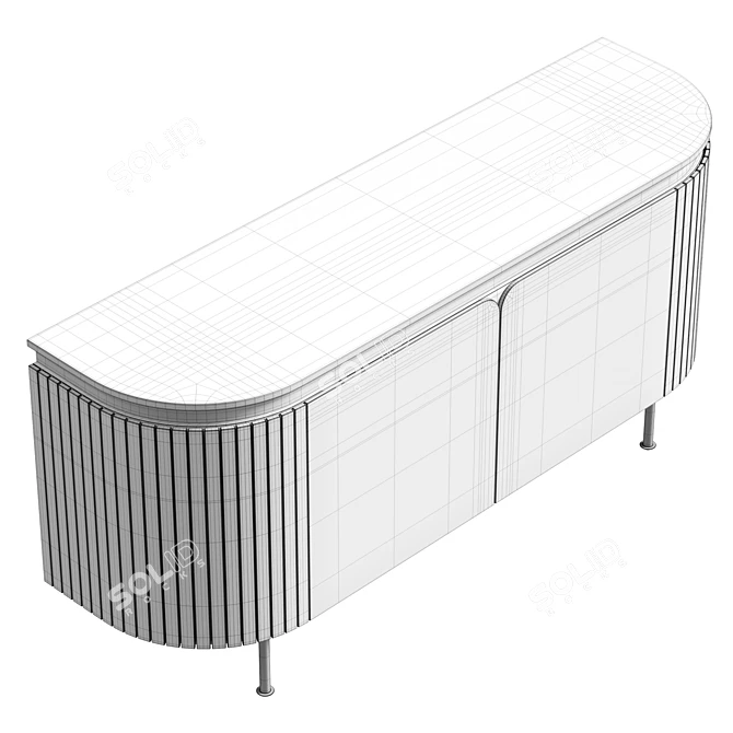 Grace Solid Wood Sideboard UV-Mapped 3D model image 6