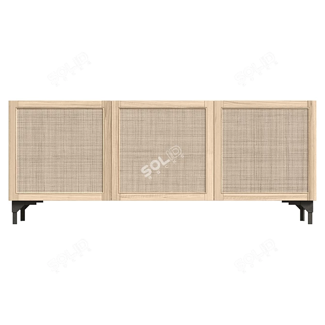 Modern Beech Sideboard with Doors 3D model image 2