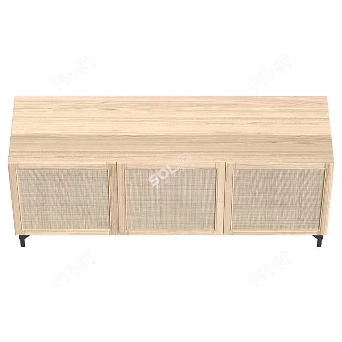 Modern Beech Sideboard with Doors 3D model image 3
