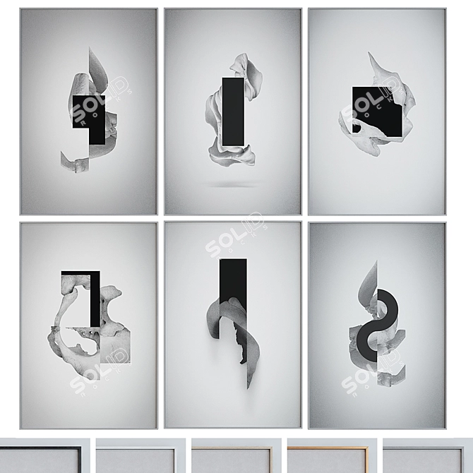 Modern Abstract Picture Frame Set 3D model image 5