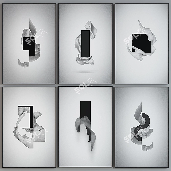 Modern Abstract Picture Frame Set 3D model image 6