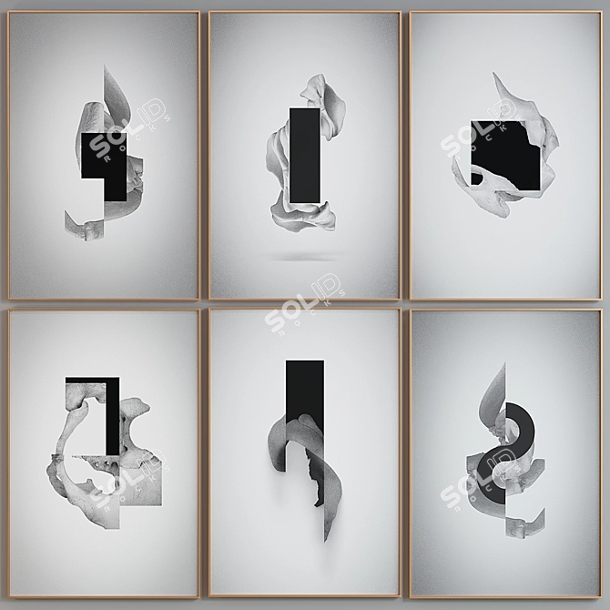 Modern Abstract Picture Frame Set 3D model image 1