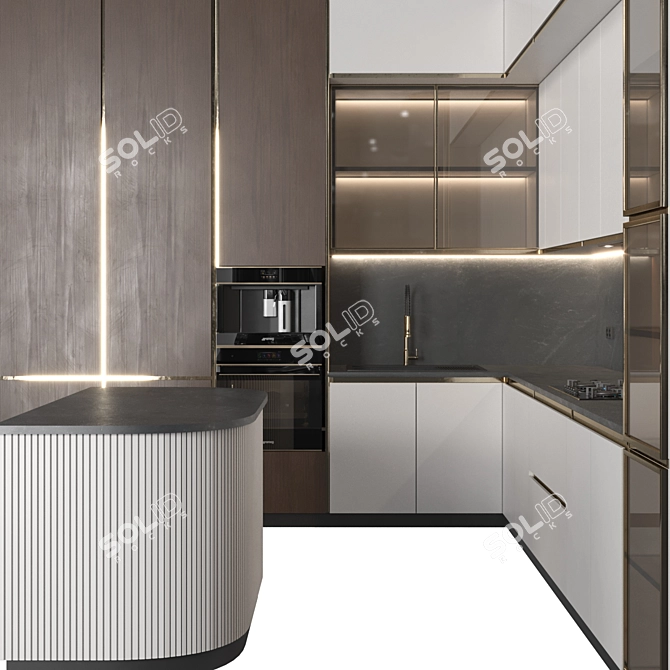 Modern Kitchen 3D Model Kit 3D model image 3