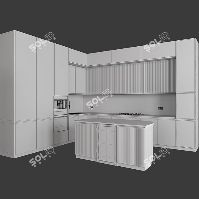 Modern Kitchen 3D Model Kit 3D model image 7