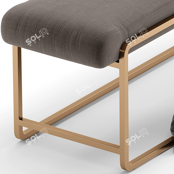 Luxury Velvet Upholstered Metal Bench 3D model image 4