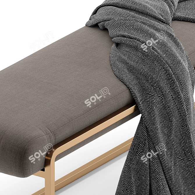 Luxury Velvet Upholstered Metal Bench 3D model image 7