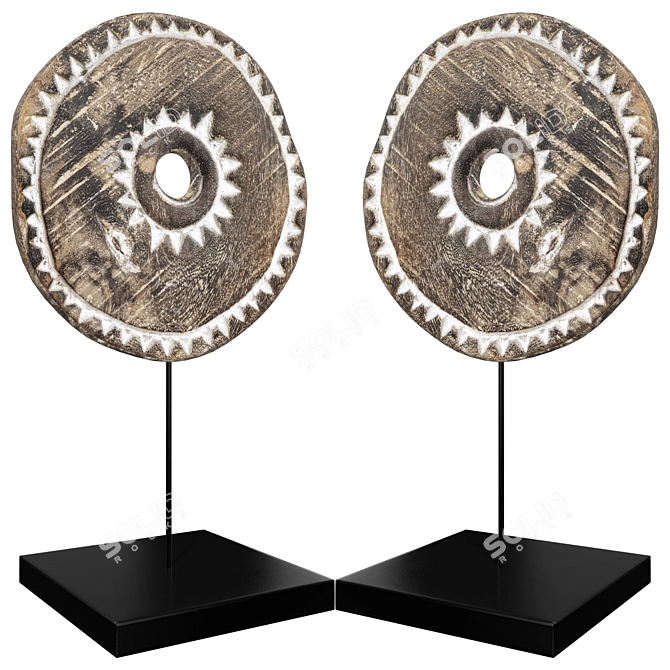 Sculpted Wheel Carving, 3-Piece Set 3D model image 1