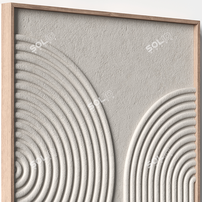 Stone Textured Relief Artwork - Wood Frame 3D model image 2