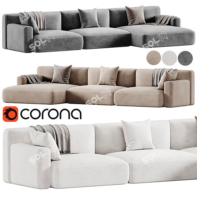 Paris Seoul Corner Sofa 2015 3D model image 1