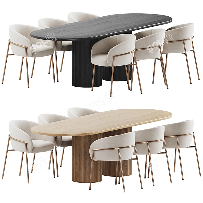 Modern Dining Set V-Ray Render 3D model image 1