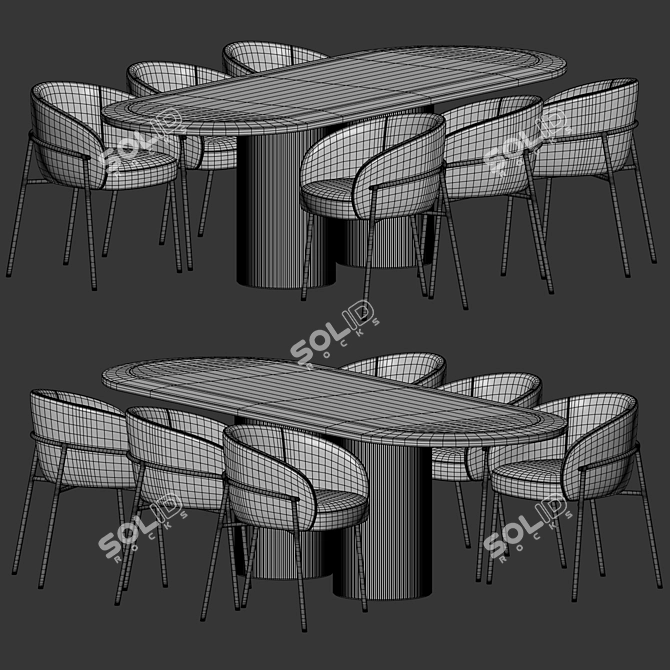 Modern Dining Set V-Ray Render 3D model image 3