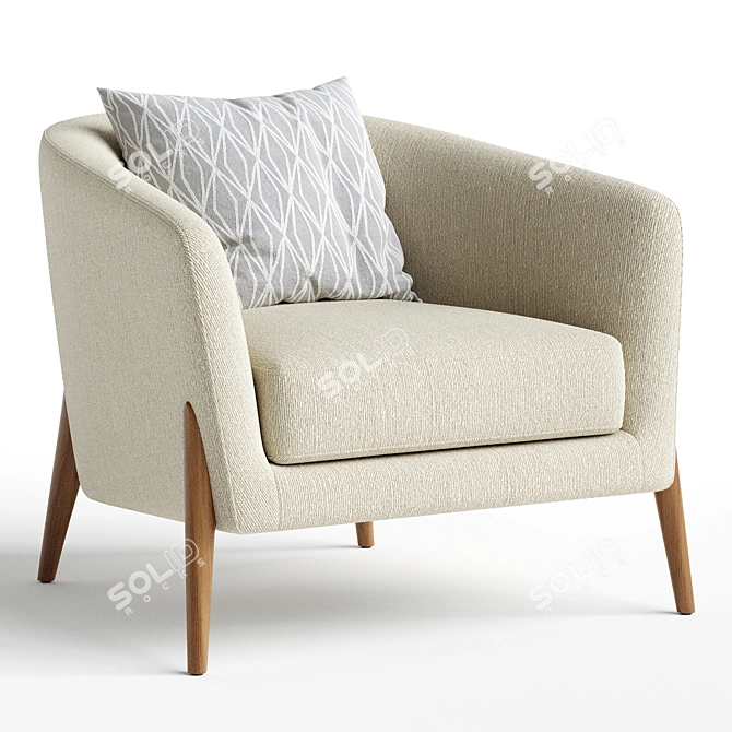 Sleek Modern Delray Chair 3D model image 1