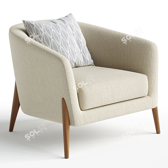 Sleek Modern Delray Chair 3D model image 2