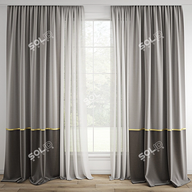  Polygonal Curtain Model & Textures 3D model image 1