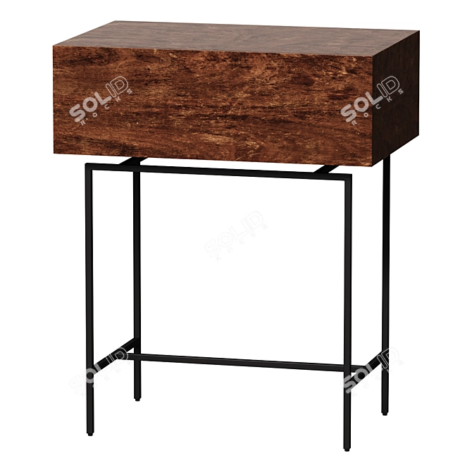 Walnut Wood Bedside Table Oreko 3D model image 1