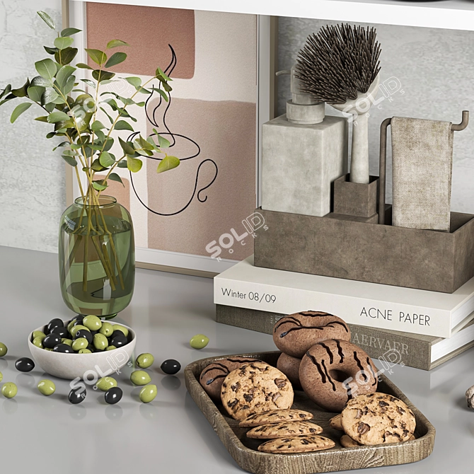 Modern Kitchen Accessories Set 3D model image 2