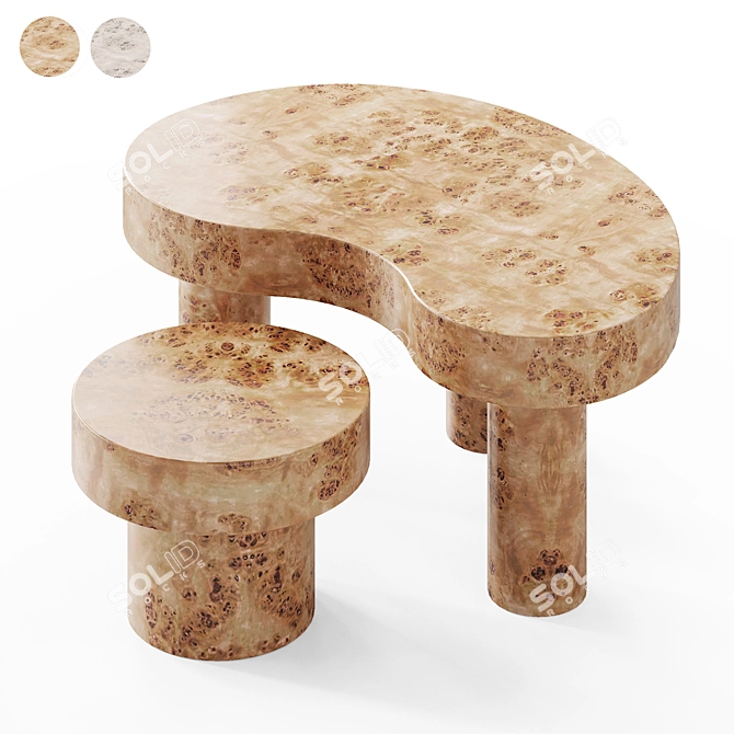 Oslo Root Coffee Table Set 3D model image 1