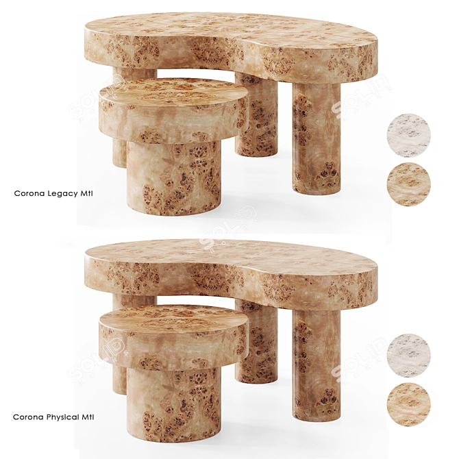 Oslo Root Coffee Table Set 3D model image 3