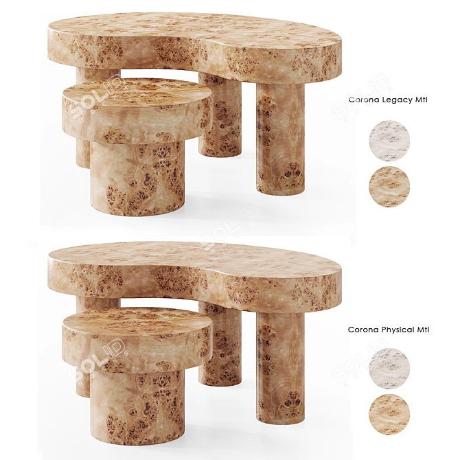 Oslo Root Coffee Table Set 3D model image 8