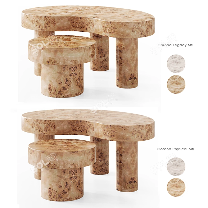 Oslo Root Coffee Table Set 3D model image 9