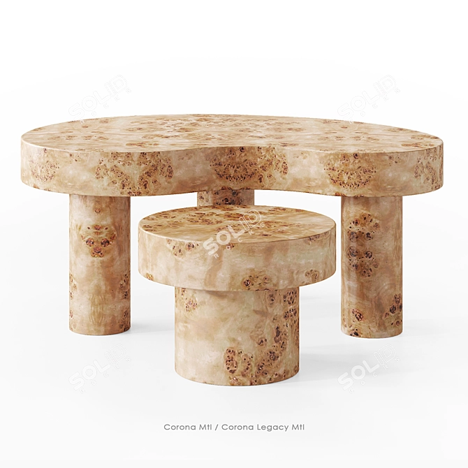 Oslo Root Coffee Table Set 3D model image 12