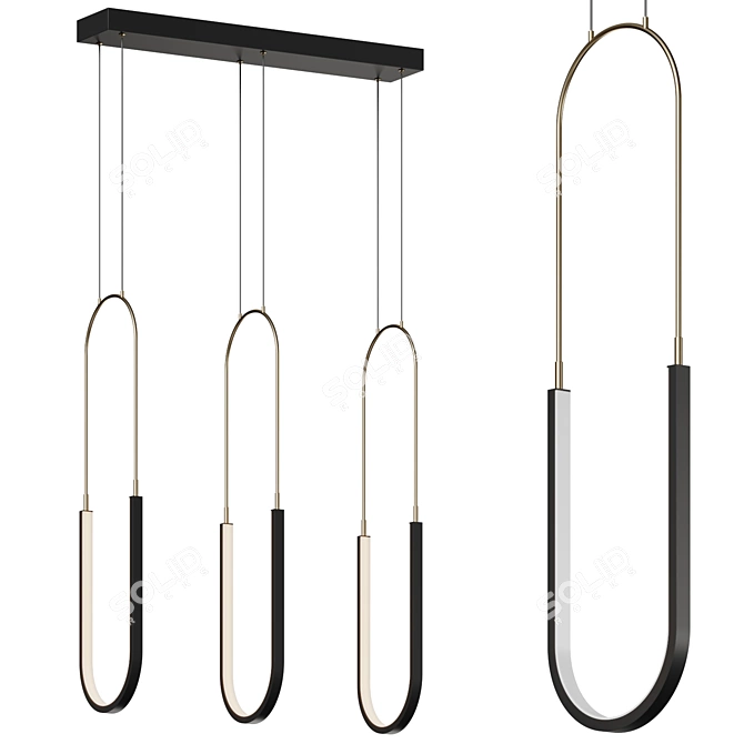Modern Linear LED Pendant by Elan 3D model image 1